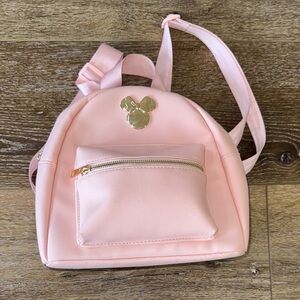 Disney Pink Mini Backpack with Gold Minnie Mickey Accent